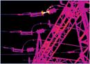 This thermal image shows a hot connection�measuring 437�F when viewed with a telescope lens � in a substation that supplied power to a hospital and nearby residential neighborhood. The infrared camera pinpointed the anomaly immediately. An electrical connection had 'blown off' during a lightening storm and had re-welded itself to the support bracket of the insulator. - a thermal infrared image generated by a FLIR Infrared Camera